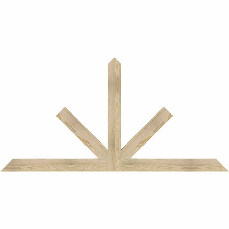 Ekena Millwork Saratoga Rough Sawn Timber Gable Bracket, Douglas Fir, 72"W x 36"H x 2"D x 4"F, 12/12 Pitch GBW072X36X0204SAR00RDF